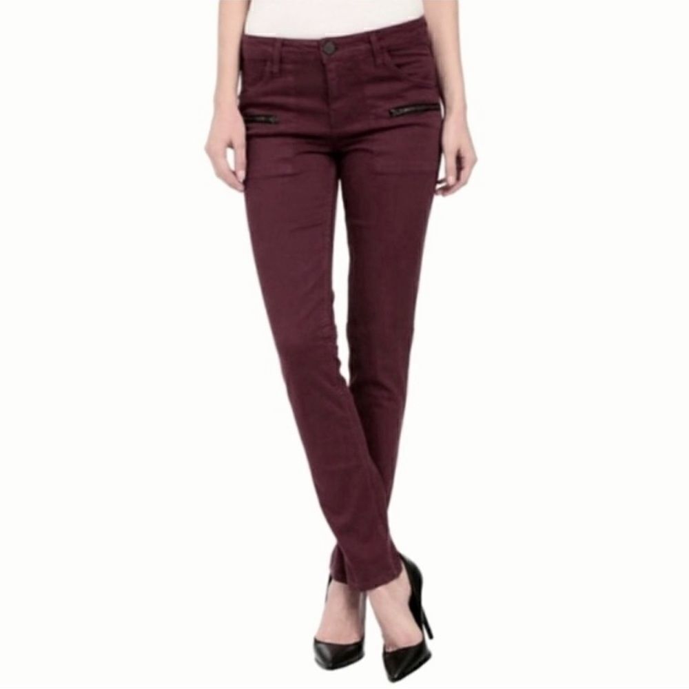 Sanctuary denim purple wine ProMidal ace utility skinny jeans zip pockets 30 EUC